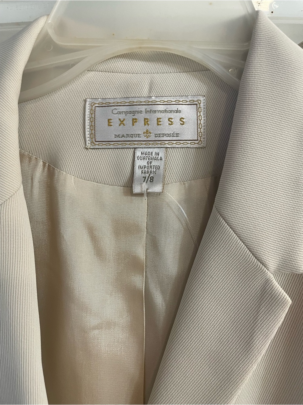 Vintage 90s Express Ivory Cream Pantsuit Blazer Trouser Suit 7/8 - Picture 8 of 12